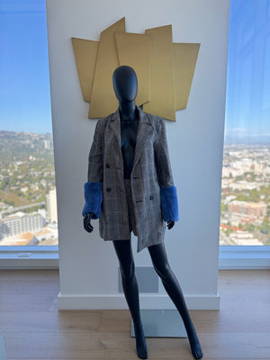 Jacket and shorts set! Blue fur sleeve Small