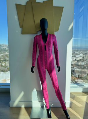Sexy Pink & Black Catsuit!