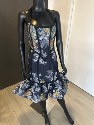 New! Navy multi color fitted dress! Medium!