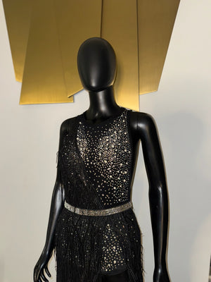 Sexy Black Glamorous Dress High Slit! Small