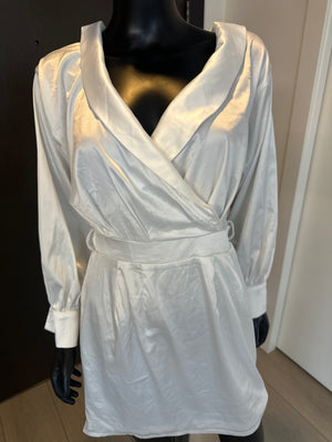 New! White Satin Dress! Medium