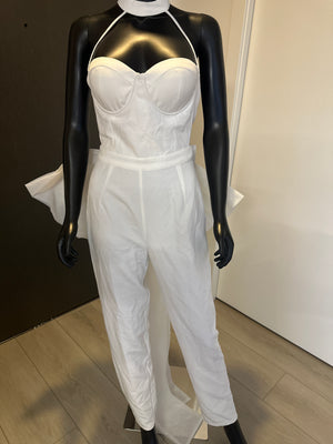 New! White Jumpsuit with backless Bow! Medium
