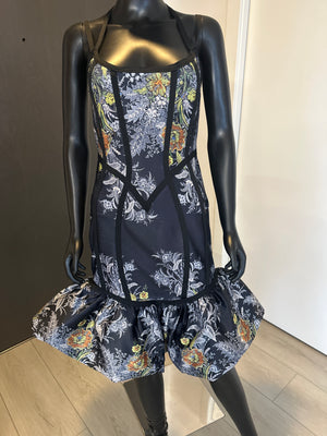 New! Navy multi color fitted dress! Medium!
