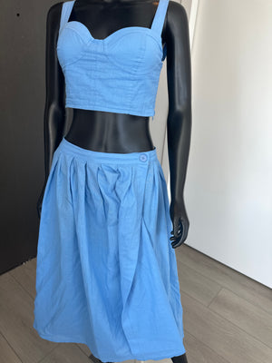 2 Piece Blue Skirt Set! Medium
