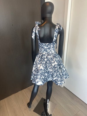 Beautiful Chic White and Blue Sleeveless Dress Medium