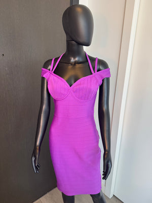 Purple Off the Shoulder Bodycon Dress Medium