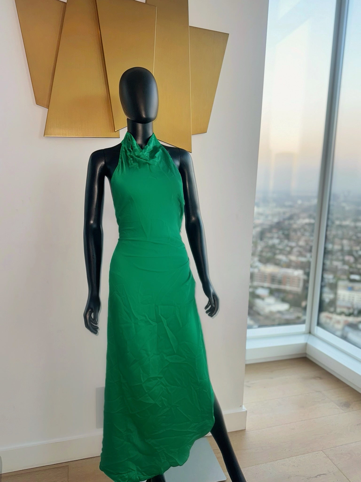 New! Silk Green Back Out Dress!