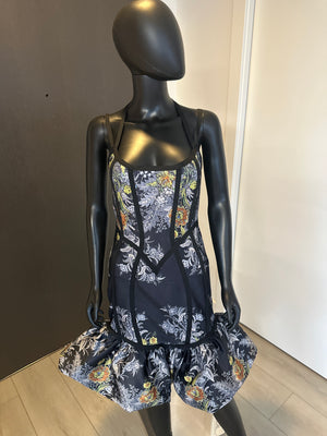 New! Navy multi color fitted dress! Medium!