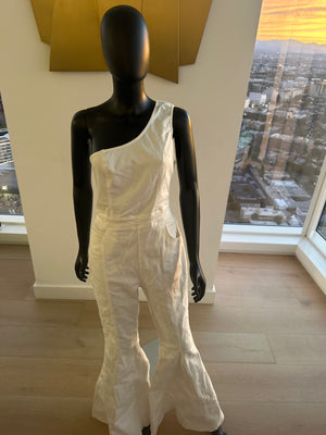 New! Off the Shoulder White Bell Button Pants Set! Medium