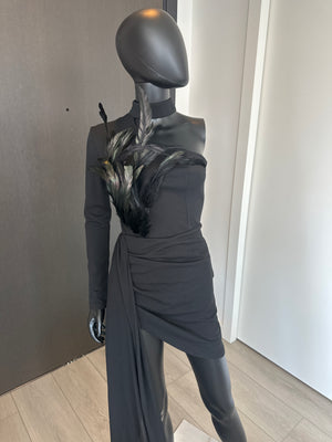 Black Dress with Feathers! Small