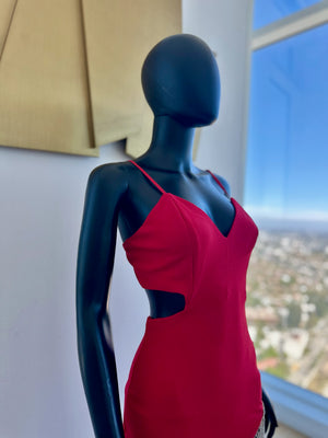 Red Dress with sliver beads