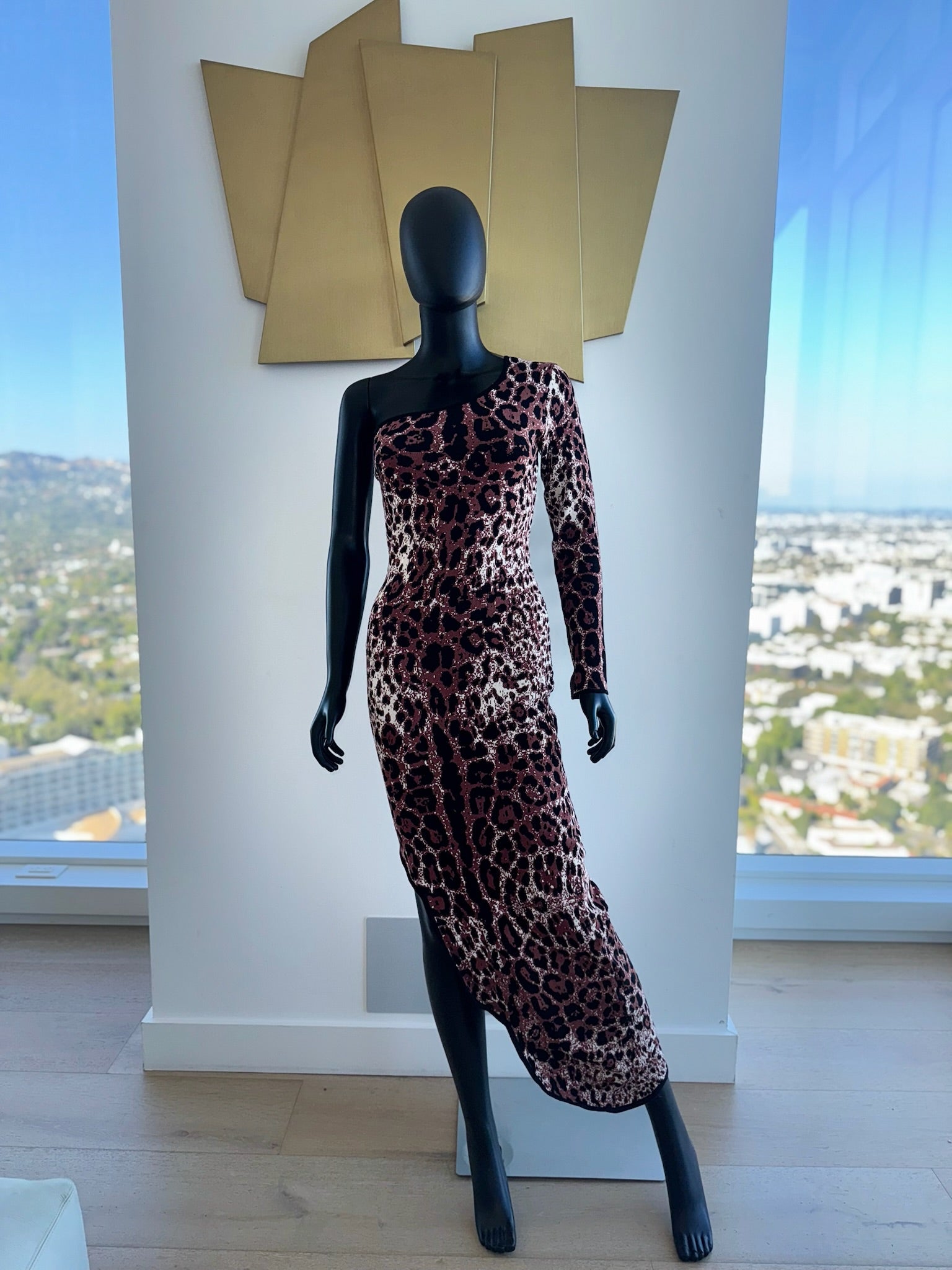One shoulder Leopard Dress. Medium