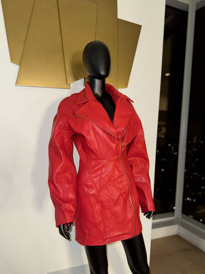 Red Leather Dress! Very Fly! Small