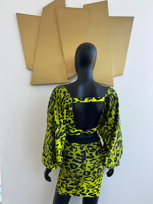 2 Piece Lime and Black skirt set