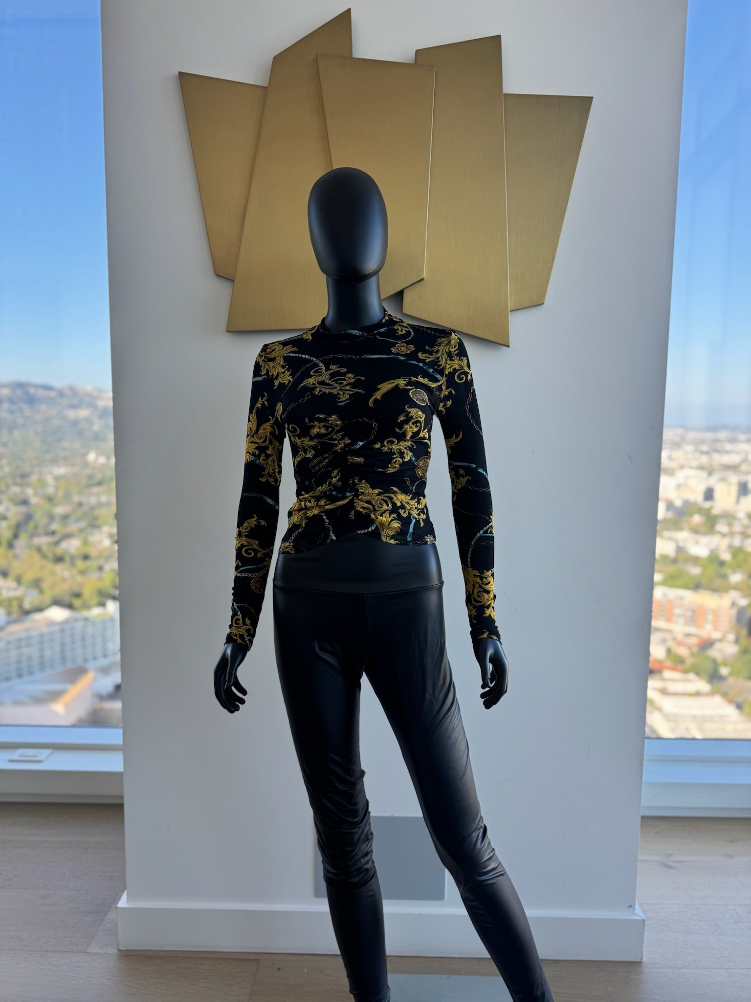 Yellow and Black sheer top