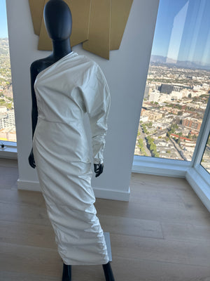 New! White Pleather One Shoulder Dress! Medium