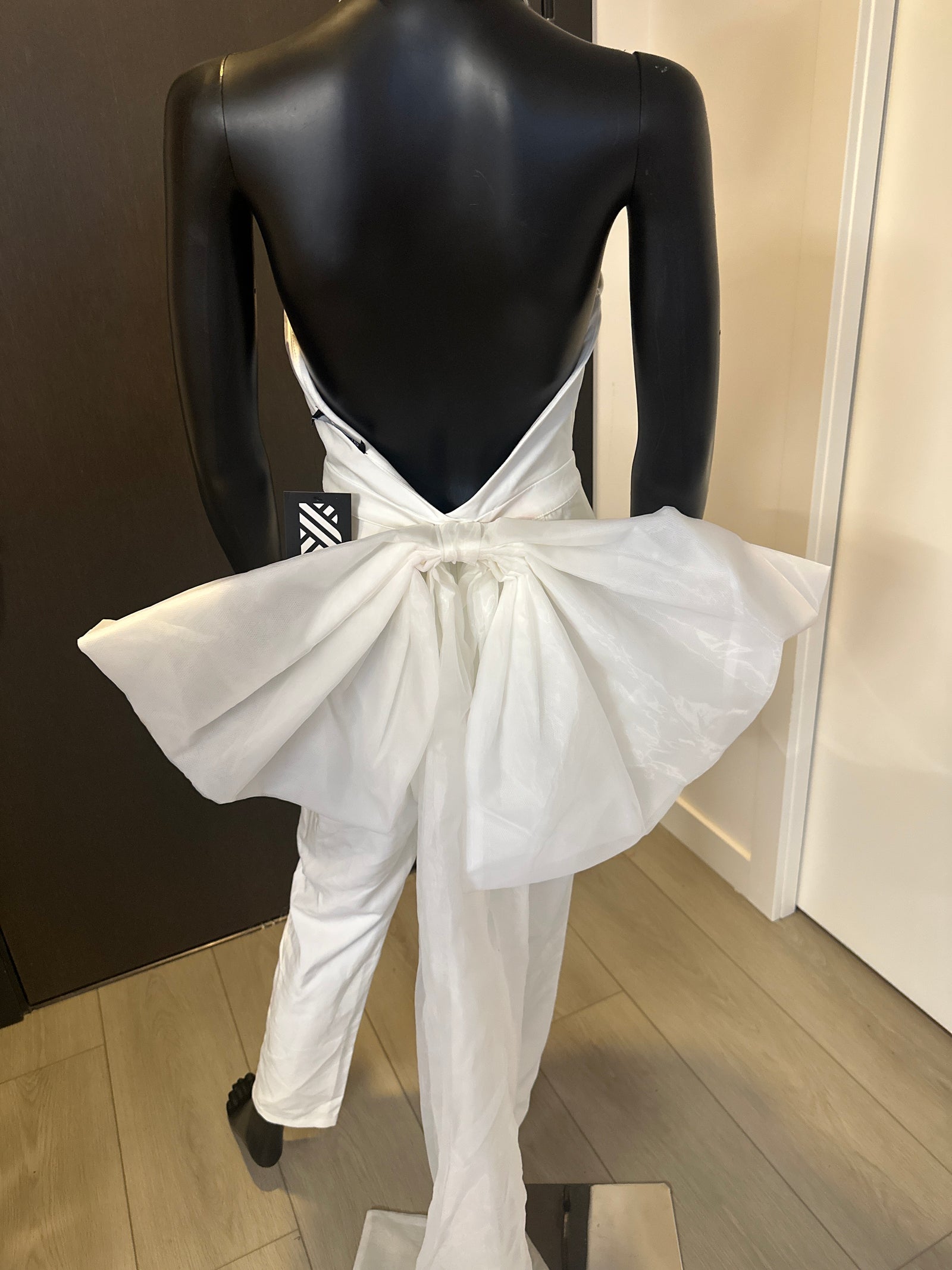 New! White Jumpsuit with backless Bow! Medium