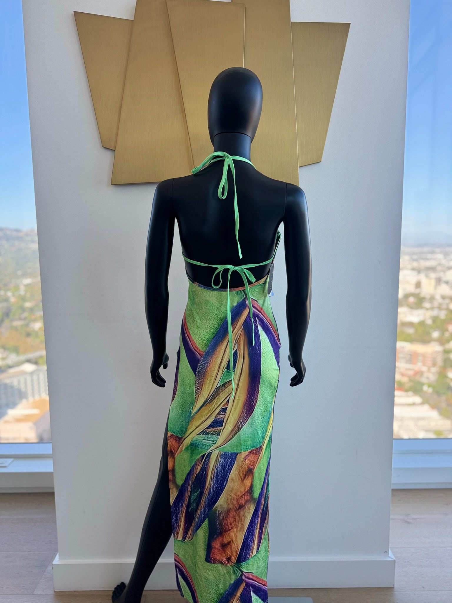 Green Multi Color Maxi Dress! New! Medium