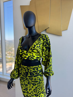 2 Piece Lime and Black skirt set