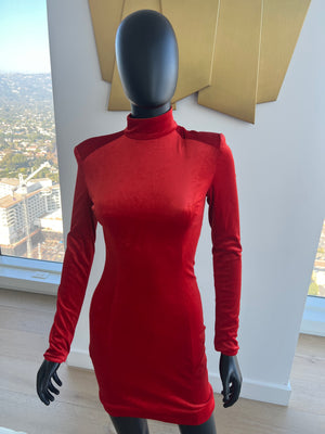 Fitted Red Velvet Dress