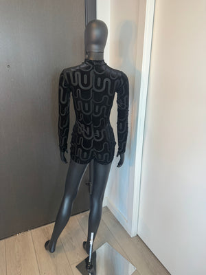 NEW!!! Sexy Black Long Sleeve Velvet Romper Medium