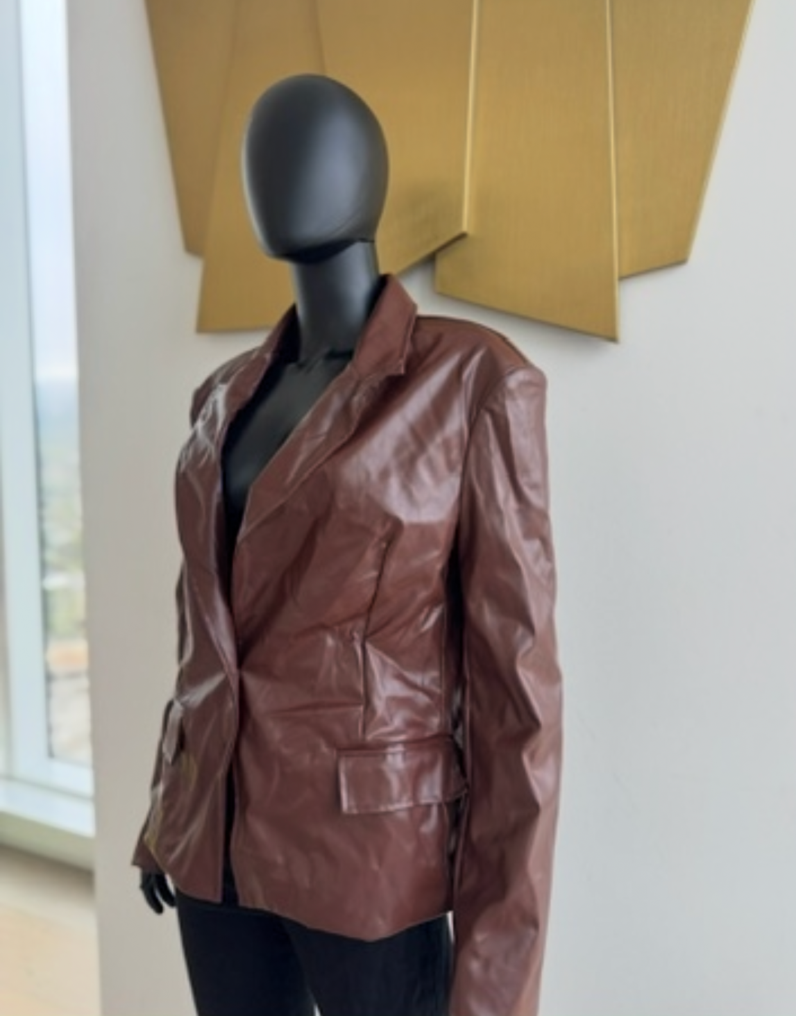 New! Brown Pleather Blazer! Medium