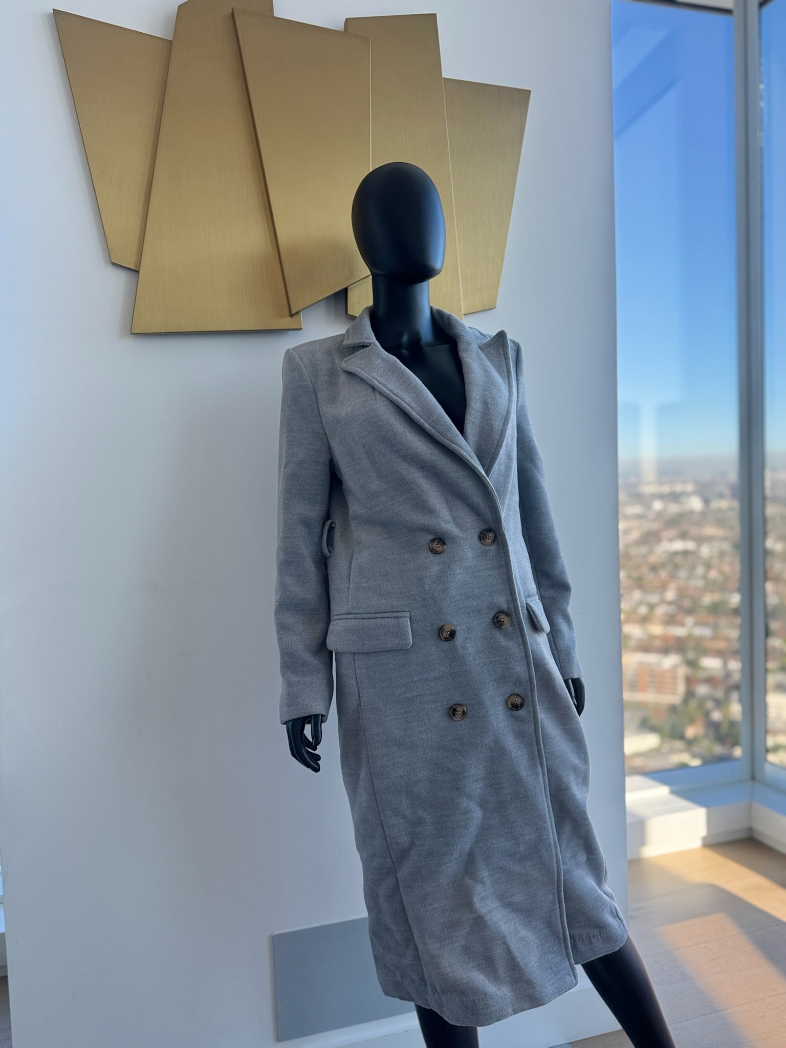 Grey Long Trench! Small