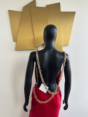 New! Red Chain Backless Dress! Small
