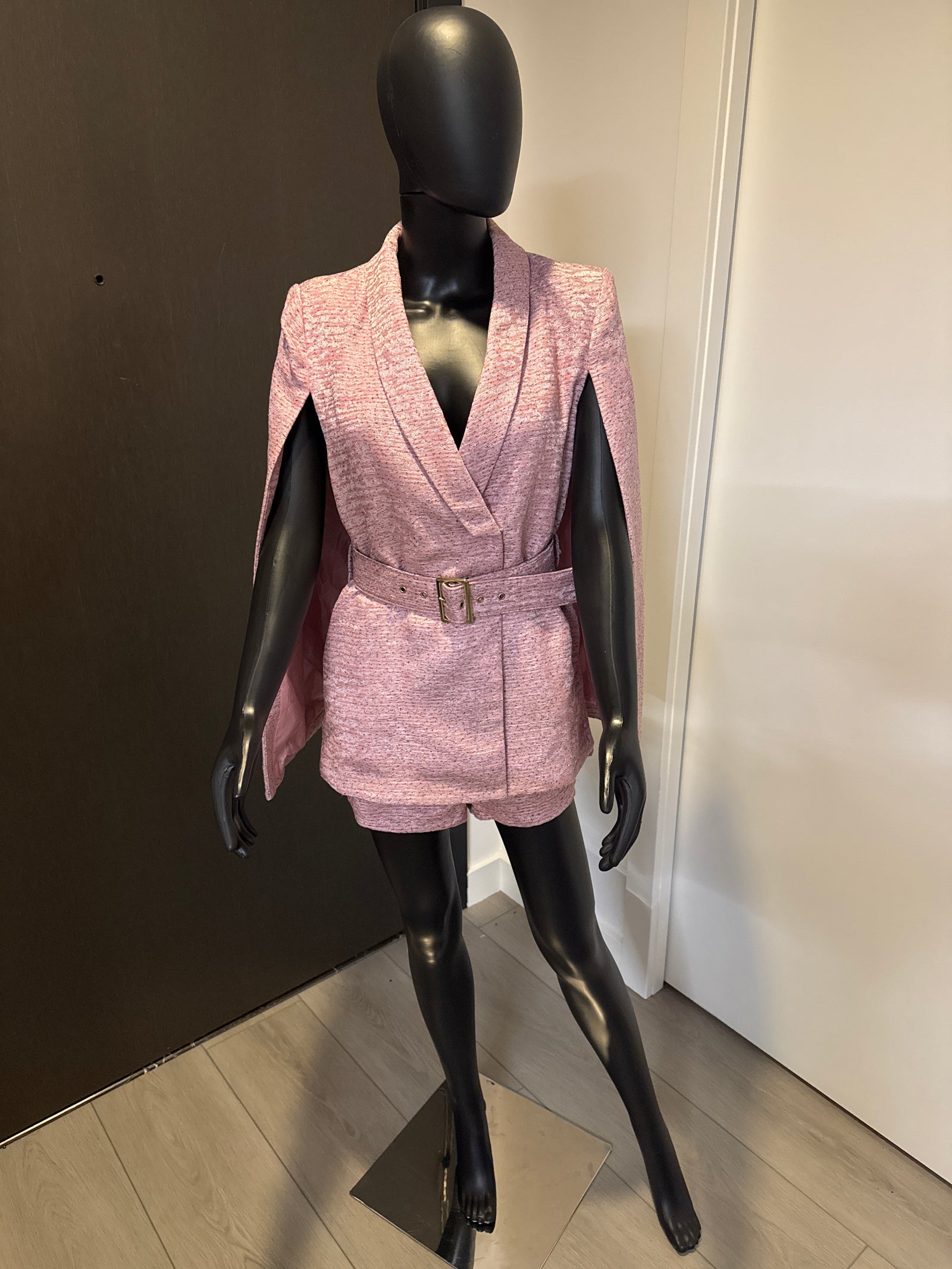 Chic Pink Blazer and Short Set Small