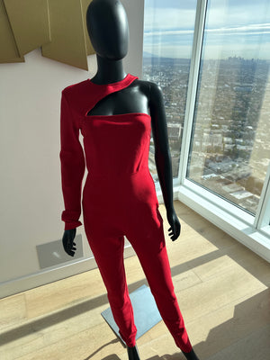 New! Red One Sleeve Jumpsuit! Medium