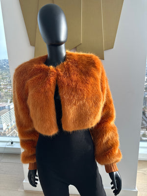 Faux Fur Mustard Coat! Medium