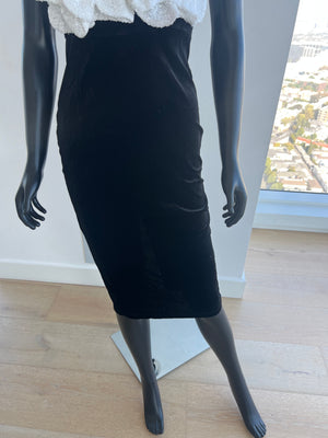 New! White and Black Velvet Flower Dress