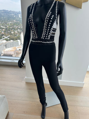 V-Neck Embroidered Jumpsuit! Small