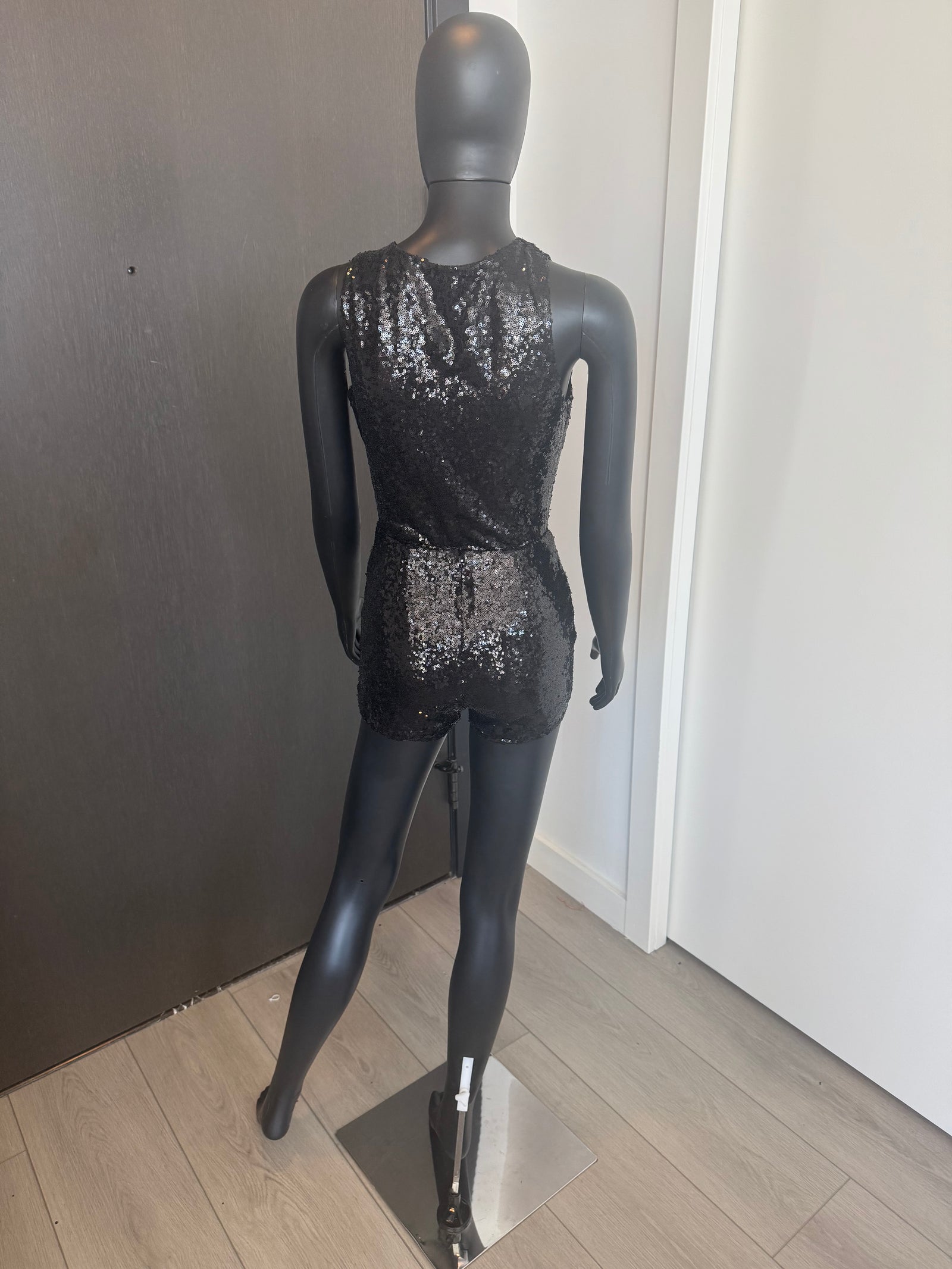 Sexy Black Sequined Romper Small