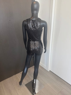 Sexy Black Sequined Romper Small