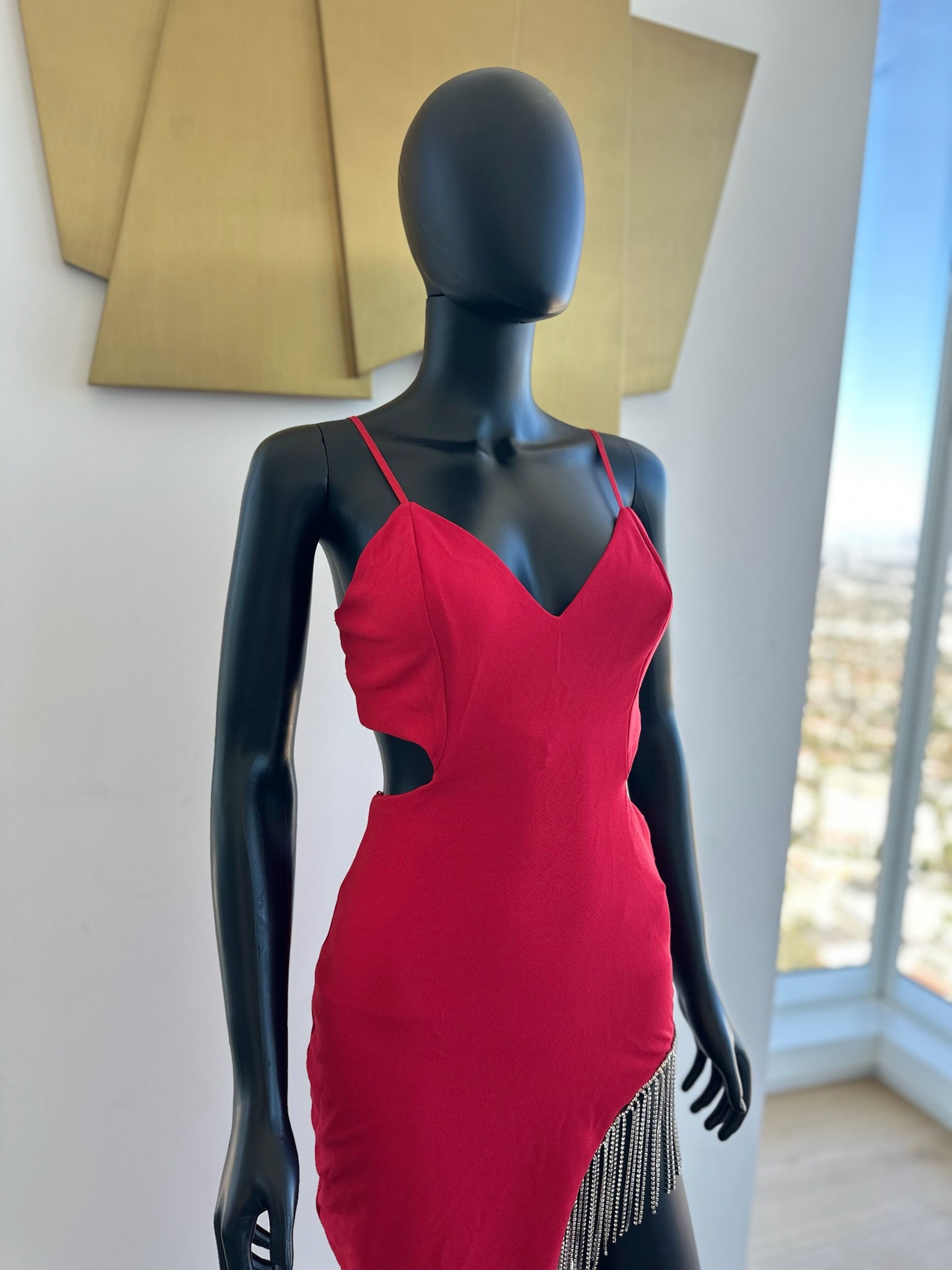 Red Dress with sliver beads