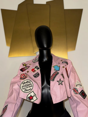 Pink pleather half coat! Medium