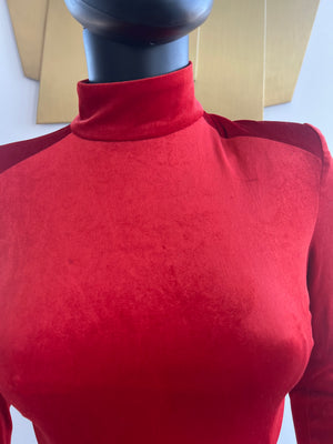 Fitted Red Velvet Dress