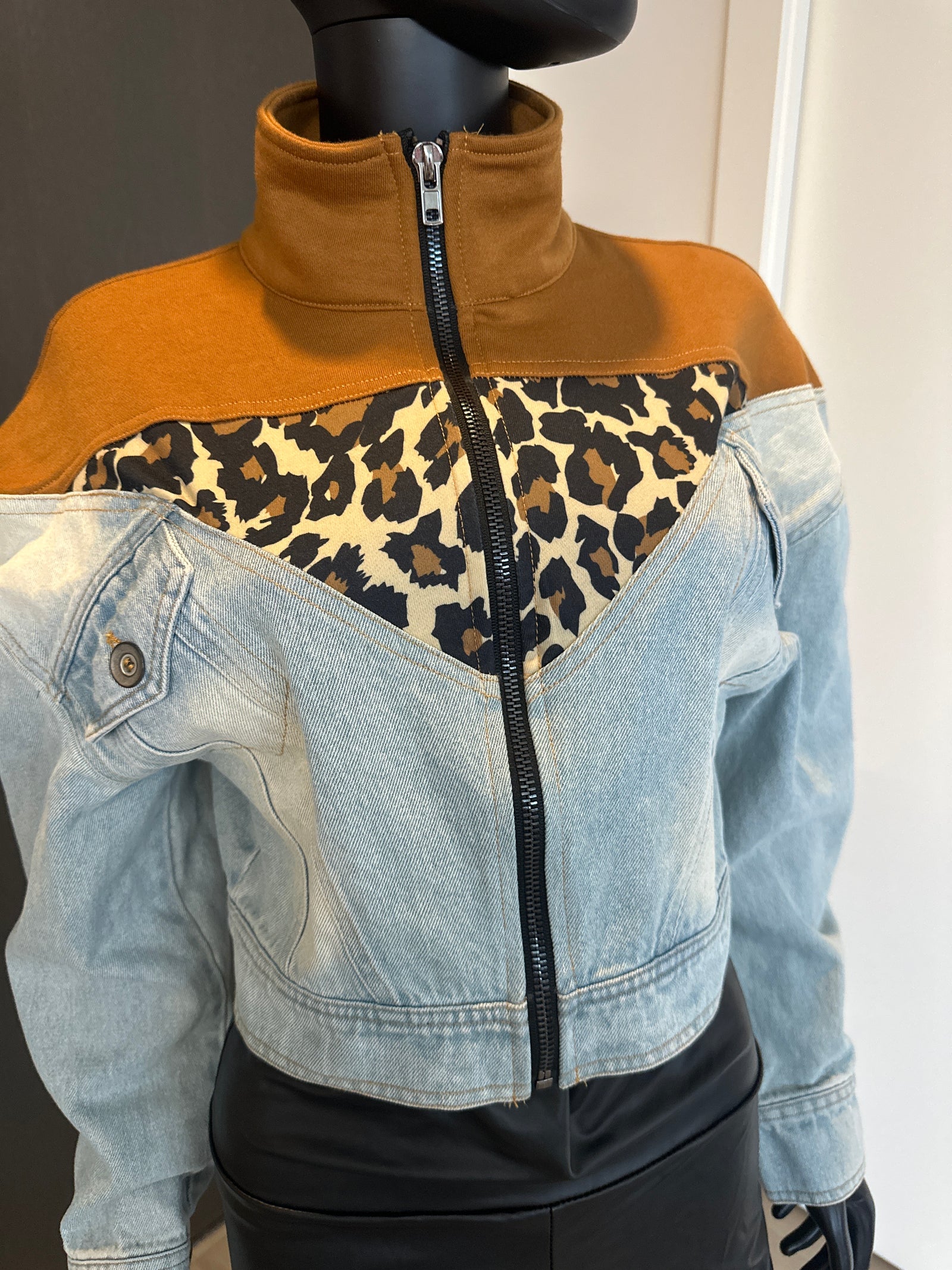 New! Jean Jacket with brown shoulders! Small
