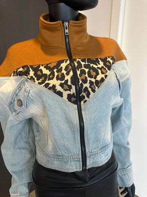 New! Jean Jacket with brown shoulders! Small
