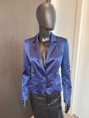 Chic Blue Satin Blazer Small