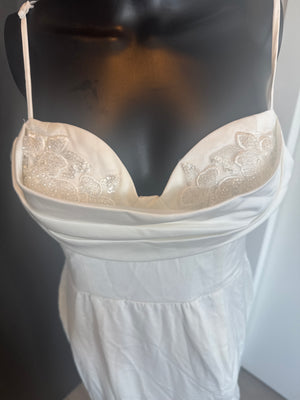 Elegant White Satin Dress with Beading Medium
