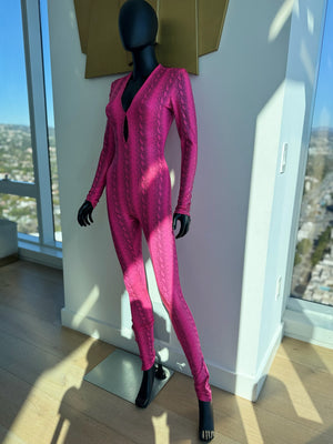 Sexy Pink & Black Catsuit!