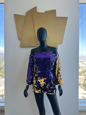 Purple & Gold Sparkly Mini Romper! Size 2 XS