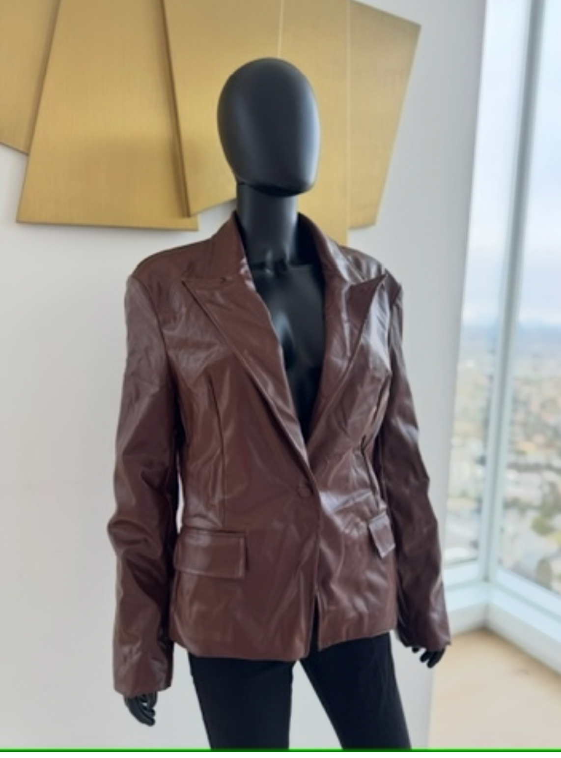 New! Brown Pleather Blazer! Medium