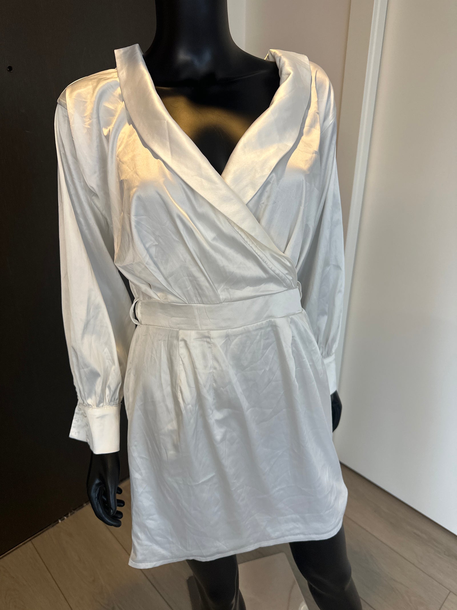 New! White Satin Dress! Medium