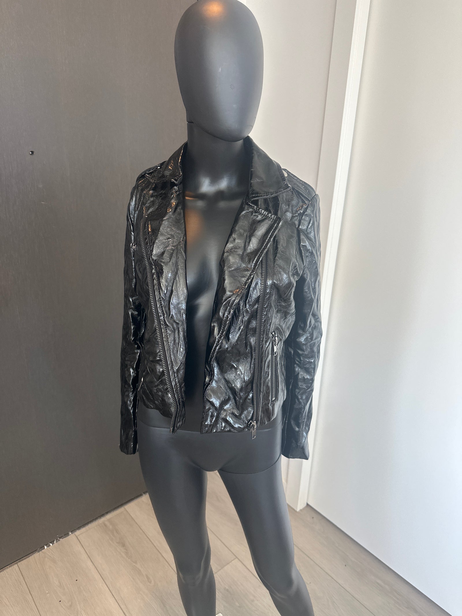 Cute Black Patten Leather Jacket XSmall