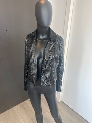 Cute Black Patten Leather Jacket XSmall