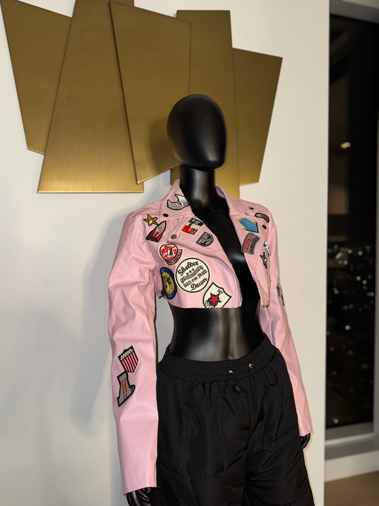 Pink pleather half coat! Medium