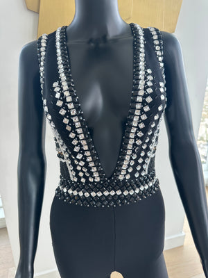 V-Neck Embroidered Jumpsuit! Small